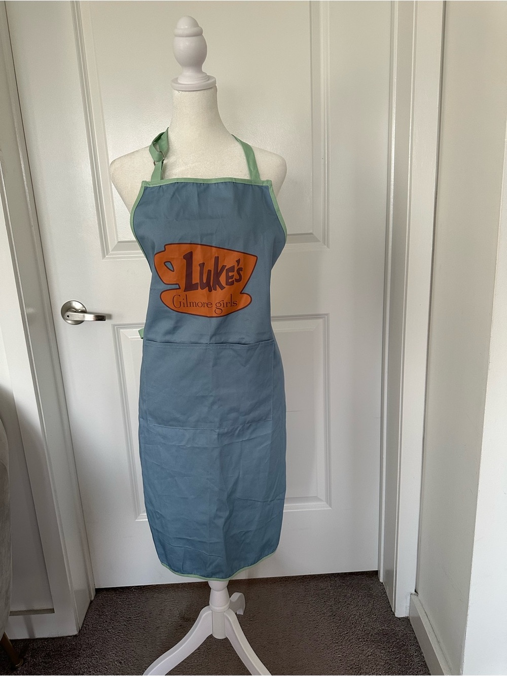 Luke's Gilmore Girls Blue Apron with Orange Logo